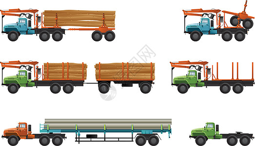 卡车木材牵引插图拖拉机白色汽车原动机起重机文章车皮图片