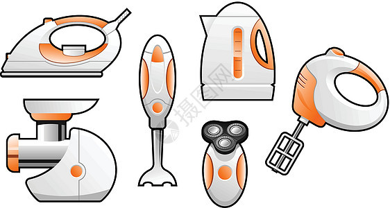 家用物品电热剃须刀商品插图消费品橙子混合器器具用品设备背景图片
