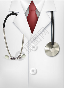 白色大衣和听诊器的近身医生实验室身体工具男人外套商业乐器领带临床病人职业图片
