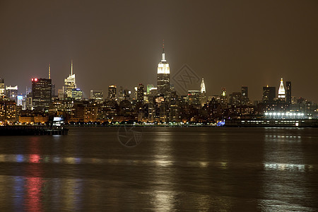 纽约市的天线右市中心日落反射城市天际帝国高楼建筑派对喜悦图片