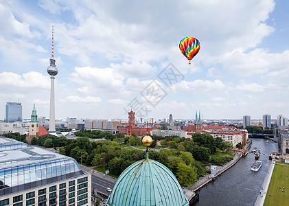 中柏林空中观察空气气球主场旅游建筑物城市首都天空航班大教堂图片