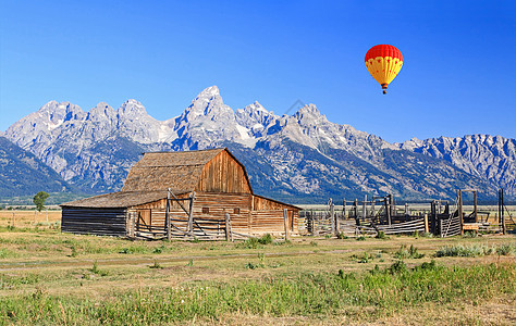 Grand Teton的穆尔顿仓库国家历史旅游气球航班蓝色羚羊空气公寓旅行图片