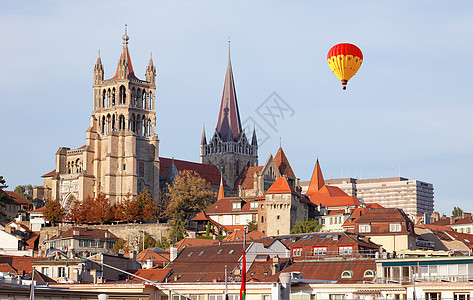 瑞士西部洛桑市地貌 瑞士以西空气气球国家城堡教会博物馆玻璃天线旅行新教图片