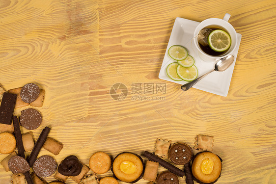 茶饼干时间菜单食物模板水平视角乡村杯子桌子静物图片