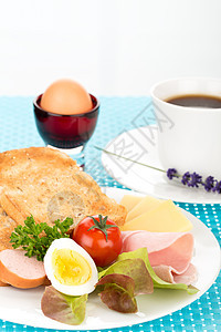 早餐工作室餐饮吃饭美食盘子食物香肠自助餐咖啡营养图片