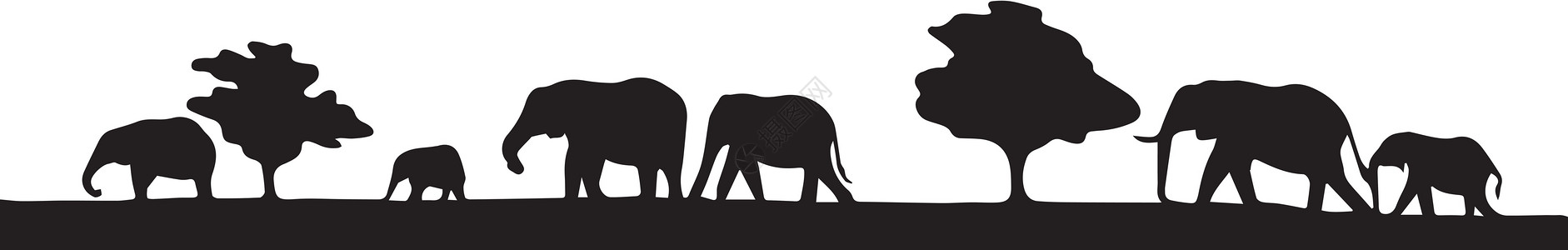 大象在Silhouette闻名图片