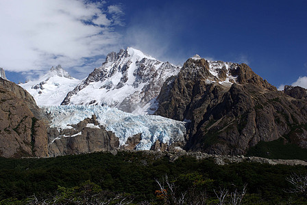 巴塔哥尼亚的冰川地质学荒野岩石顶峰登山木头风景森林图片