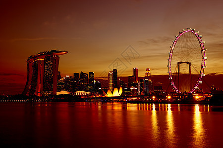 新加坡天线街道城市码头剧院反射民众国家天际交通地标图片