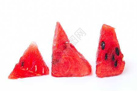 孤立的西瓜切片饮食农业水果条纹甜点种子小吃白色红色食物图片