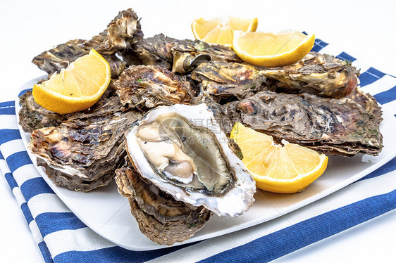 牡蛎美食熟食柠檬贝壳海鲜奢华营养壳类食物海洋图片