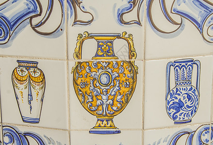 瓷砖 塔拉维拉陶器陶瓷片绘画水平古董作品女王工作图片