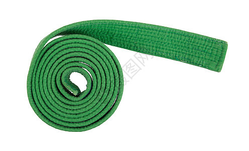 隔离的绿带白色柔道武术空手道柔术训练运动和服黑色跆拳道图片