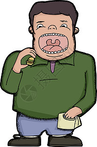 男人吃汉堡汉堡剪贴手绘男性饥饿讽刺卡通片白色食物成人插图图片