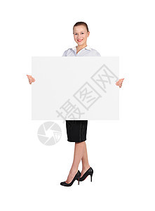 空白广告牌木板微笑广告女士女孩标语卡片人士床单快乐图片