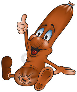 法兰克福快乐食物卡通片棕色手绘营养支撑插图童年漫画背景图片