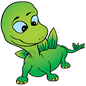 绿色迪诺怪物两栖手绘卡通片绘画蜥蜴插图快乐爬虫动画片图片