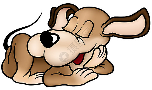 睡狗梦幻动画片单机哺乳动物卡通片睡眠绘画动物宠物犬类背景图片