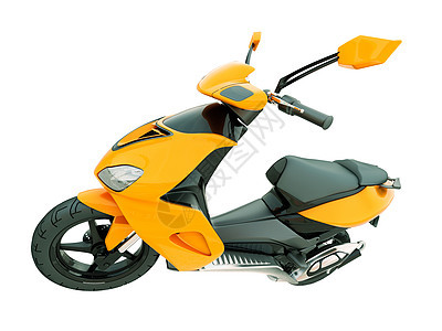 孤立的现代摩托车驾驶自行车车辆发动机运输橙子自由速度司机滚筒图片
