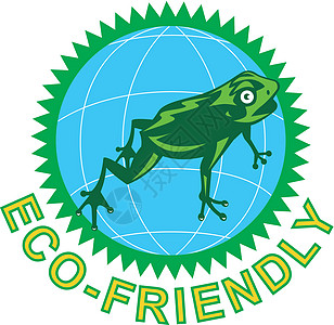 友好地球的标志生态地球艺术品青蛙插图图片