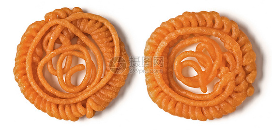 印度 Jalebi 甜食甜点螺旋糖果食物藏红花橙子油炸垃圾小吃水平图片