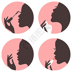 美容图标 Se收藏女士鼻子口红美丽产品插图女孩香水女性图片