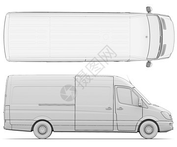 折叠白色面包车乘客车轮工程公共汽车汽车小巴阴影绘画物流车辆图片