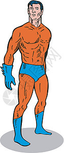 超级英雄常备雷特罗插图卡通片力量男人男性艺术品肌肉图片