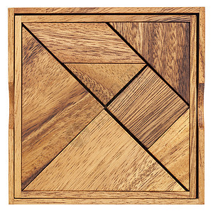tangram  中文拼图游戏正方形粮食游戏三角形木头白色图片