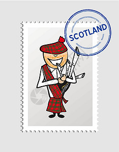 苏格兰的漫画人邮政邮票背景图片