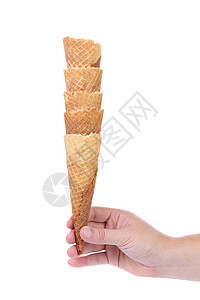 冰淇淋时手握着面包杯的柱子圣代敷料短号肥胖牛奶甜点晶圆生日食物美食图片