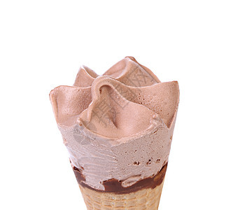 巧克力冰淇淋甜筒的贴近图像食品糖类甜点漩涡果子甜食脂肪白色糖果乳制品图片