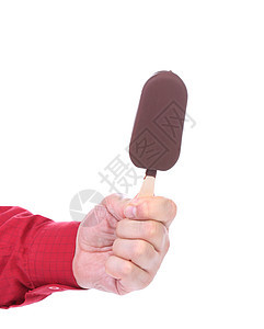 手握着巧克力香草冰淇淋涂层塞子工业甜点调味品奶油食物糖霜白色部分图片