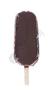 一根巧克力香草冰淇淋加在棍子上涂层糖霜塞子食物甜点部分调味品工业奶油白色图片