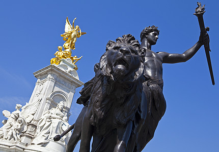 伦敦维多利亚纪念馆地标狮子商场旅游城市王座观光皇家旅行雕塑图片