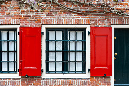 红色门窗窗户公寓安全街道装饰住宅木板历史性风格木头图片