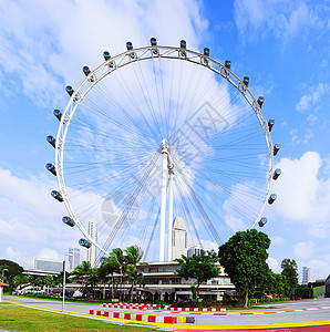 新加坡 Ferris轮运动吸引力城市建筑技术旅行车轮商业圆圈乐趣图片