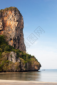 泰国克拉比省Rayleigh海滩风景情调海洋太阳天堂天空支撑地平线蓝色异国图片