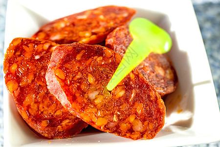 Chorizo 西班牙香肠许可宏音美食熏制猪肉食物白色小吃红色图片