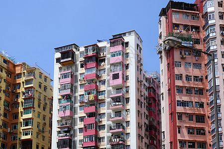 香港旧公寓楼旧公寓大楼城市天空建筑蓝色公寓建筑学生活窗户住房市中心图片