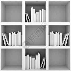 白色背景的书架学习书柜知识架子精装收藏书店教育学校图书馆图片