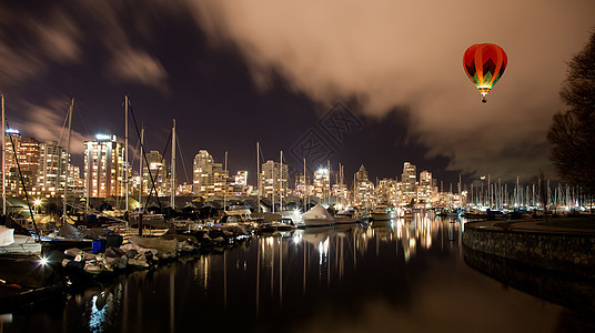 加拿大温哥华市港口 晚上 加拿大不列颠哥伦比亚热气建筑学日落景观场景旅行住宅中心天空夜景图片