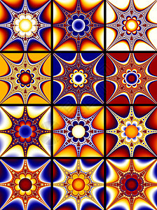 分形螺旋工作绘画数学创造者黄色蓝色数字艺术雏菊图片