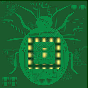 计算机错误木板艺术处理器昆虫技术电子产品电路插图纳米损害背景图片