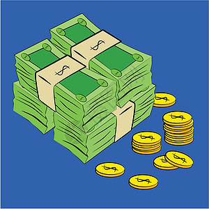 现金店铺硬币银行货币账单金子经济储蓄艺术插图图片