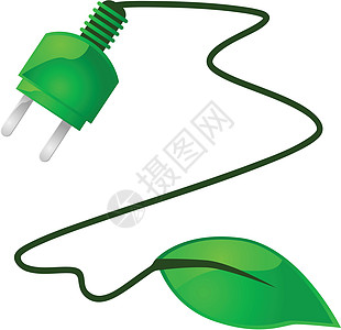 生态循环绿色能源力量活力艺术插图绳索叶子插头植物环境生态插画