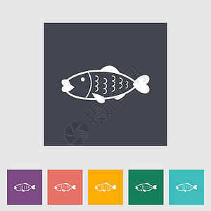 鱼图标艺术野生动物黑色游泳插图钓鱼绘画水族馆蓝色食物图片