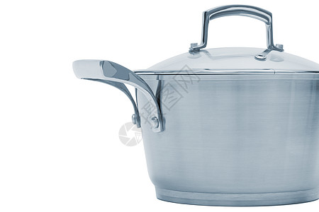 钢制酱锅白色反射用具金属玻璃商业午餐厨房工具水平背景图片