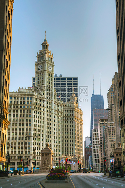 芝加哥市中心 与威利大楼街道建筑学建筑景观摩天大楼城市办公室图片