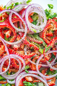 蔬菜沙拉胡椒绿色黄瓜食物盘子美食饮食红色营养洋葱图片
