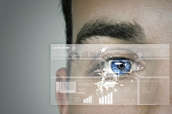 眼的识别安全蓝色扫描控制电脑密码电路鉴别代码商业图片